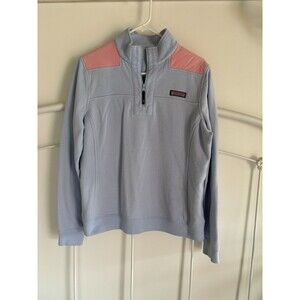 Vineyard Vines Women’s Quarter Zip Shep Shirt Blue And Pink Large